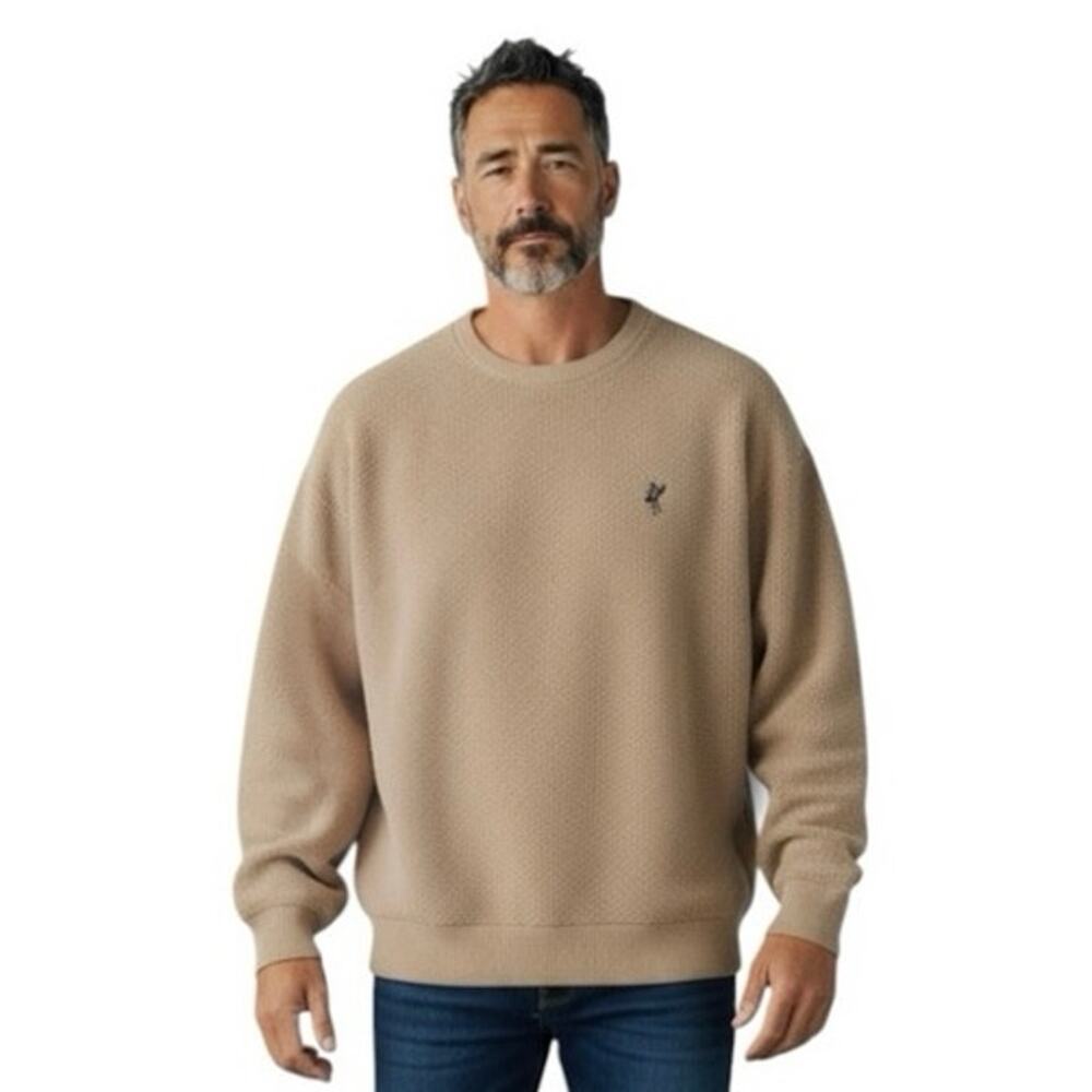 Vintage Ashworth Bouclé Fleece Crewneck Sweatshirt 90s Tan Oversized Men XL Golf